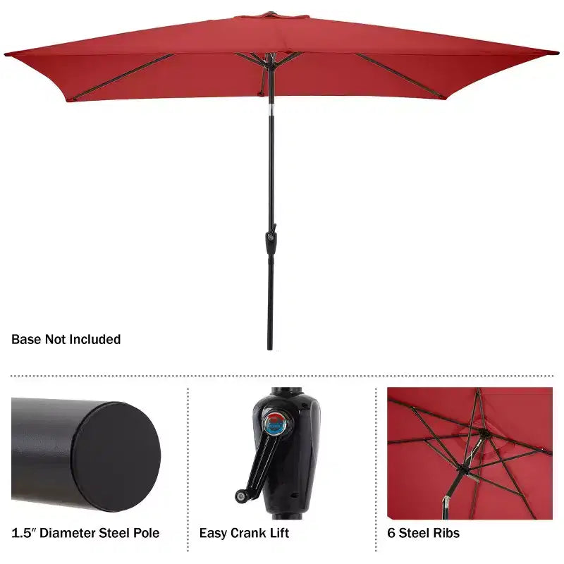 Alaterre Furniture Ensemble repas d’extérieur 6 pièces, table Weston avec parasol rectangulaire de 10'