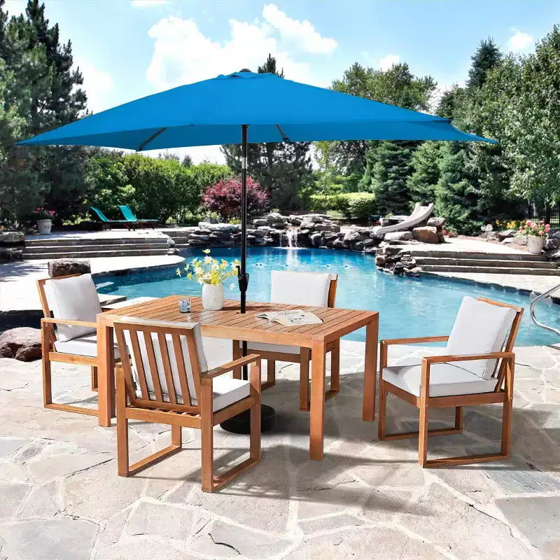 Alaterre Furniture Ensemble repas d’extérieur 6 pièces, table Weston avec parasol rectangulaire de 10'