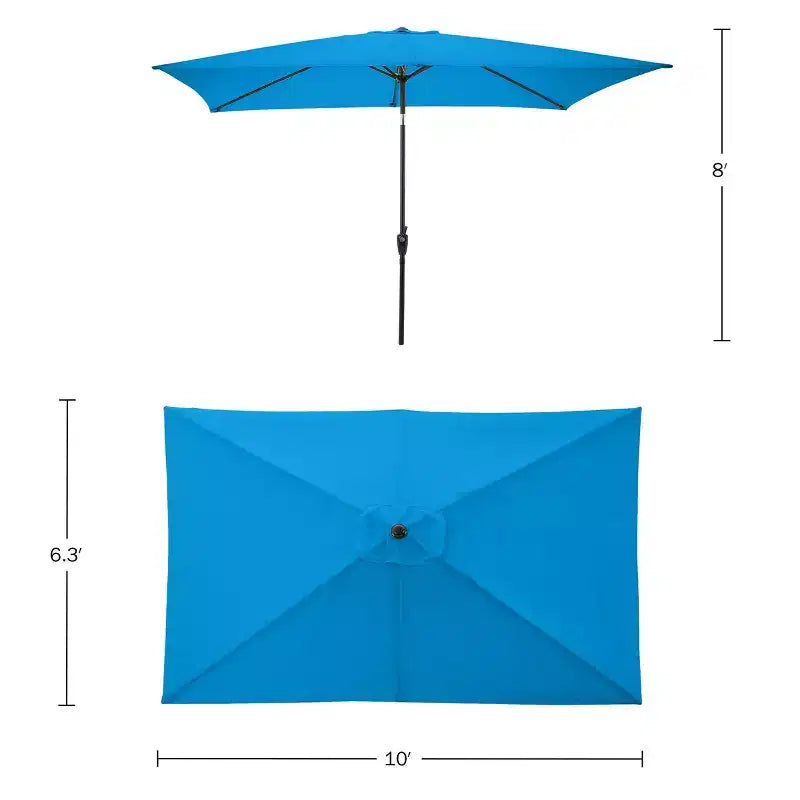 Alaterre Furniture Ensemble repas d’extérieur 6 pièces, table Weston avec parasol rectangulaire de 10'
