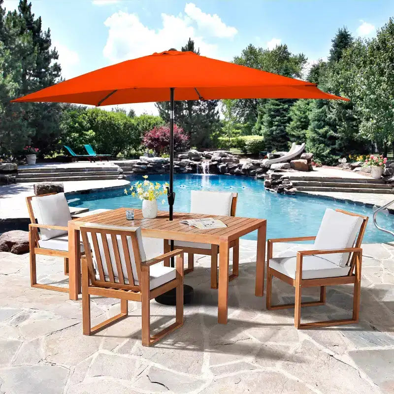 Alaterre Furniture Ensemble repas d’extérieur 6 pièces, table Weston avec parasol rectangulaire de 10'