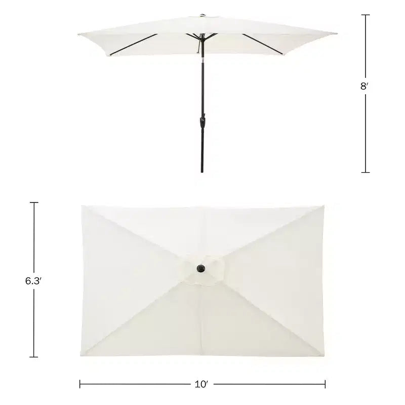 Alaterre Furniture Ensemble repas d’extérieur 6 pièces, table Weston avec parasol rectangulaire de 10'