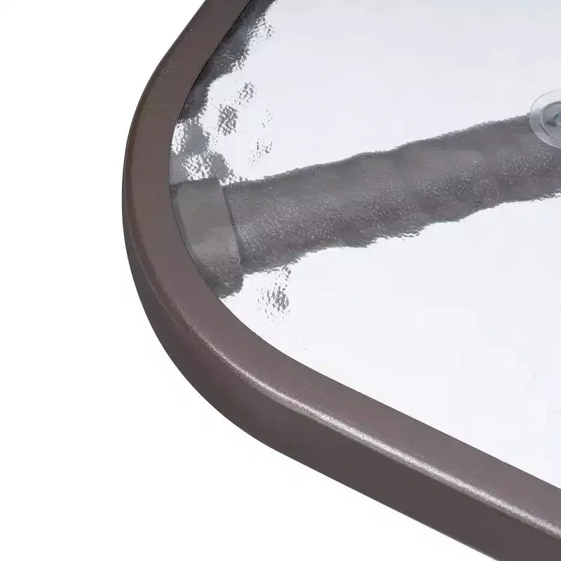 Crestlive Products 6-delars matgrupp för uteplats med 4 hopfällbara stolar, fyrkantigt bord i härdat glas och parasoll