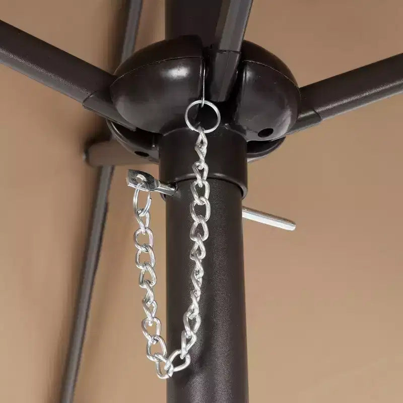 Crestlive Products 6-delars matgrupp för uteplats med 4 hopfällbara stolar, fyrkantigt bord i härdat glas och parasoll