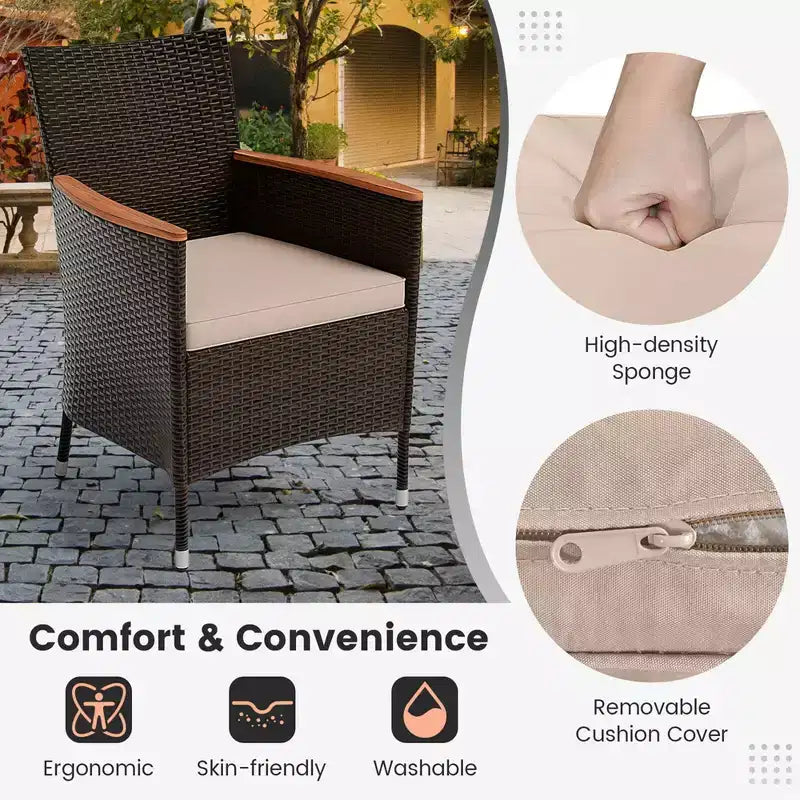 Costway 11-teiliges Essset für die Terrasse mit 4,6 m großem doppelseitigem Sonnenschirm (Standfuß inklusive), Beige/Kaffee/Marineblau/Orange/Weinrot/Grau
