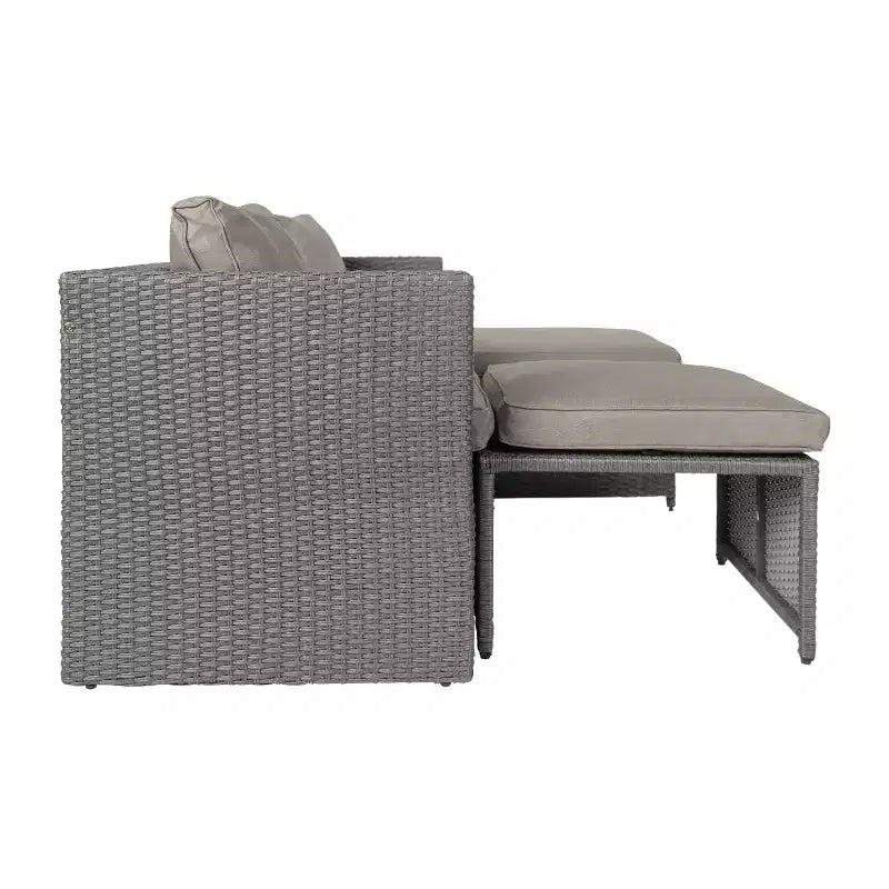 Juego de sofá modular de dos plazas para interior/exterior Flash Furniture Nico, con mesa y otomanas