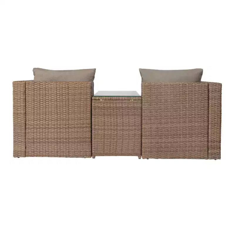 Juego de sofá modular de dos plazas para interior/exterior Flash Furniture Nico, con mesa y otomanas