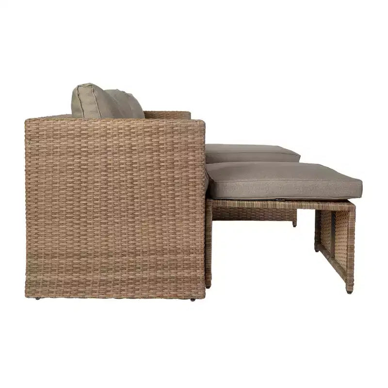 Juego de sofá modular de dos plazas para interior/exterior Flash Furniture Nico, con mesa y otomanas