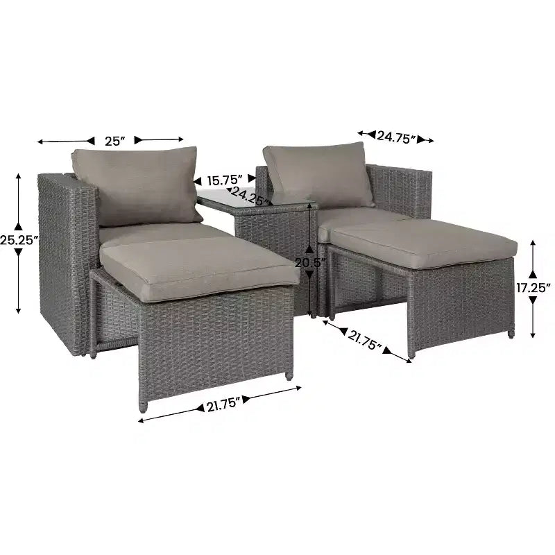 Juego de sofá modular de dos plazas para interior/exterior Flash Furniture Nico, con mesa y otomanas