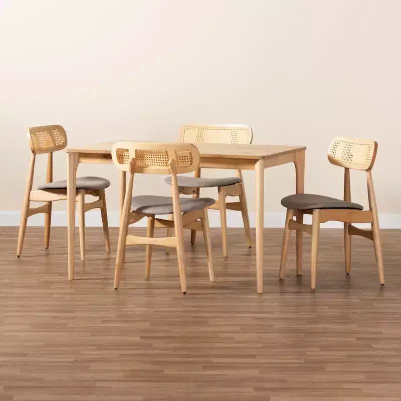 Baxton Studio Tarana Mid-Century Modern Wood 5-Piece Dining Set
