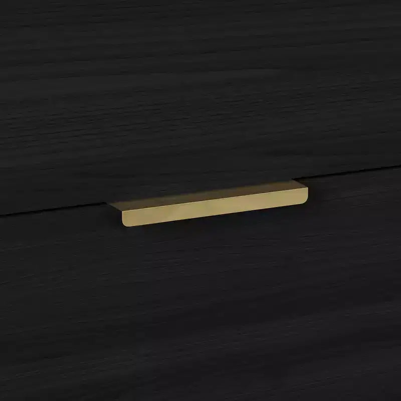 2-Drawer Nightstand with Gold Legs and Handles, Solid Wood