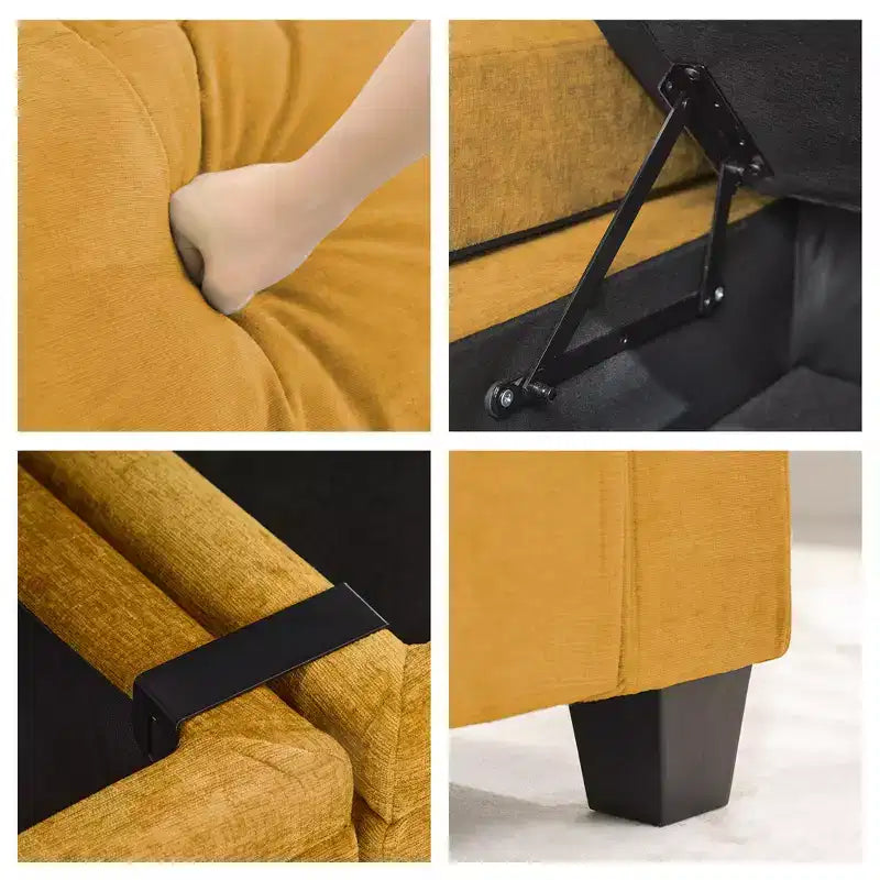 Upholstered Chenille Storage Loveseat for Living Room and Bedroom