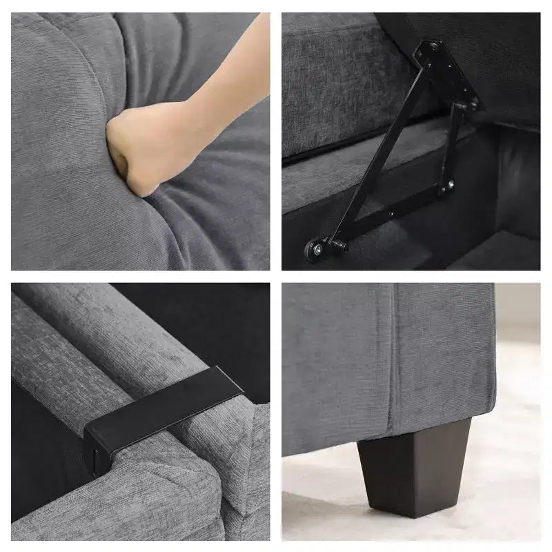 Upholstered Chenille Storage Loveseat for Living Room and Bedroom