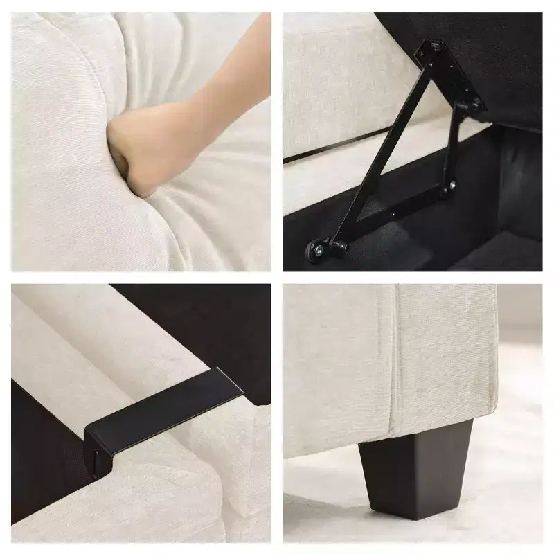 Upholstered Chenille Storage Loveseat for Living Room and Bedroom