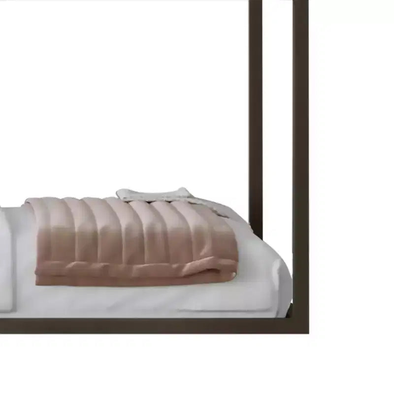 Kids Wooden Canopy Bed Frame, House-Shaped, Twin Size