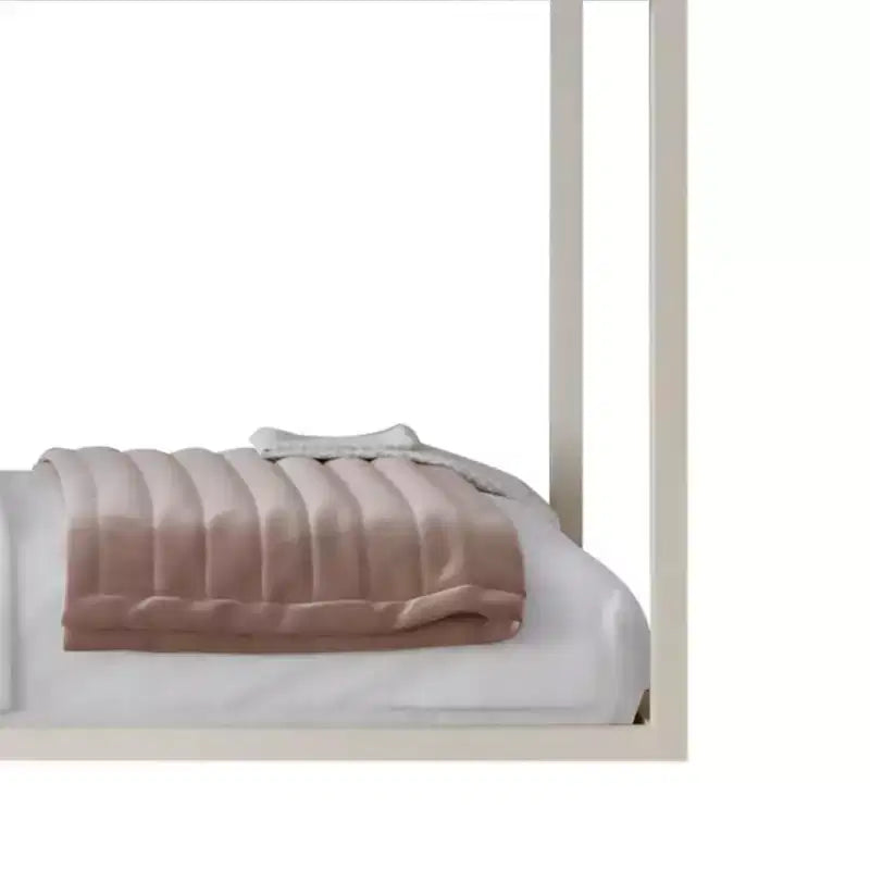 Kids Wooden Canopy Bed Frame, House-Shaped, Twin Size