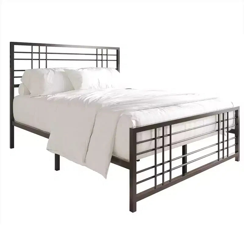 Metal Bed Frame with Headboard and Footboard