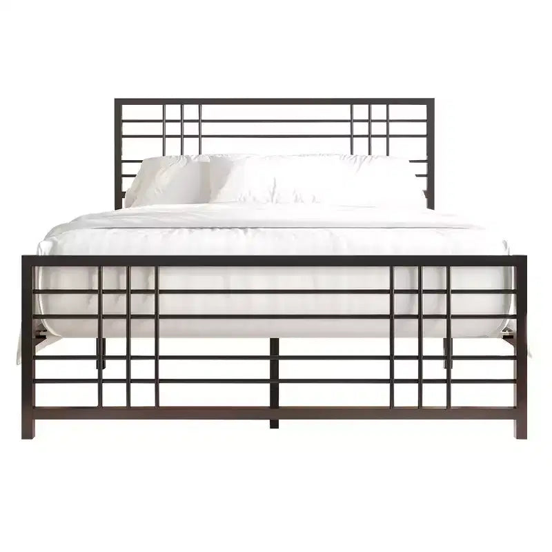 Metal Bed Frame with Headboard and Footboard