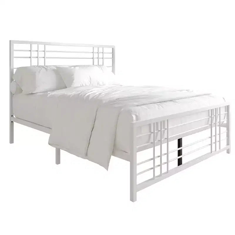 Metal Bed Frame with Headboard and Footboard