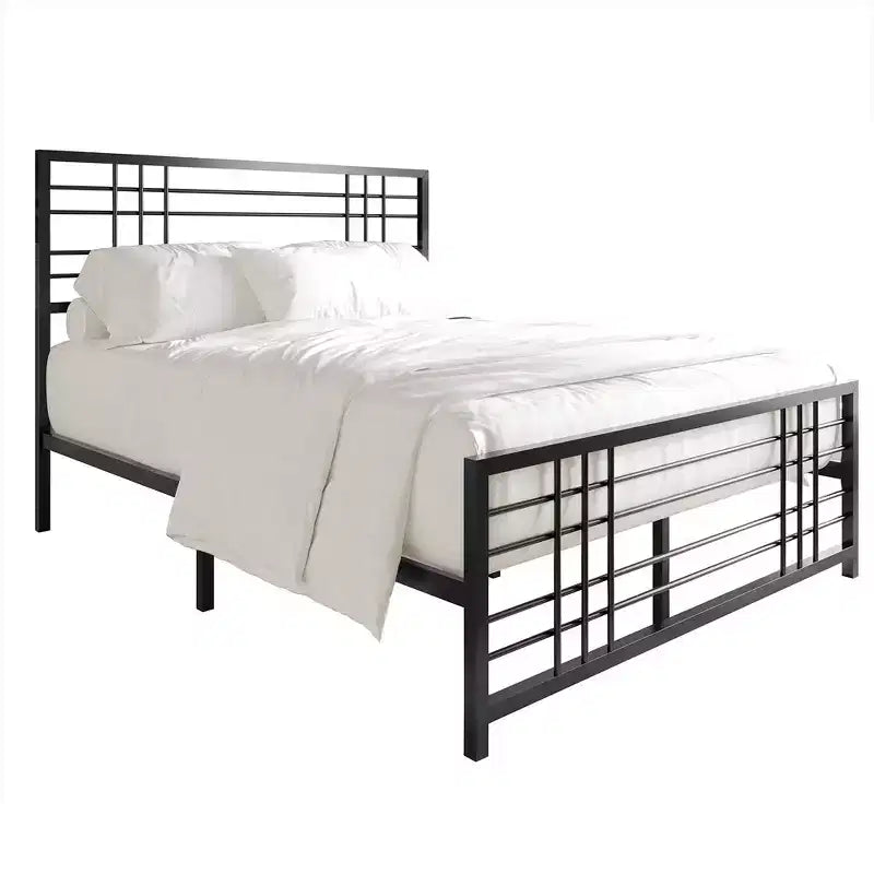Metal Bed Frame with Headboard and Footboard