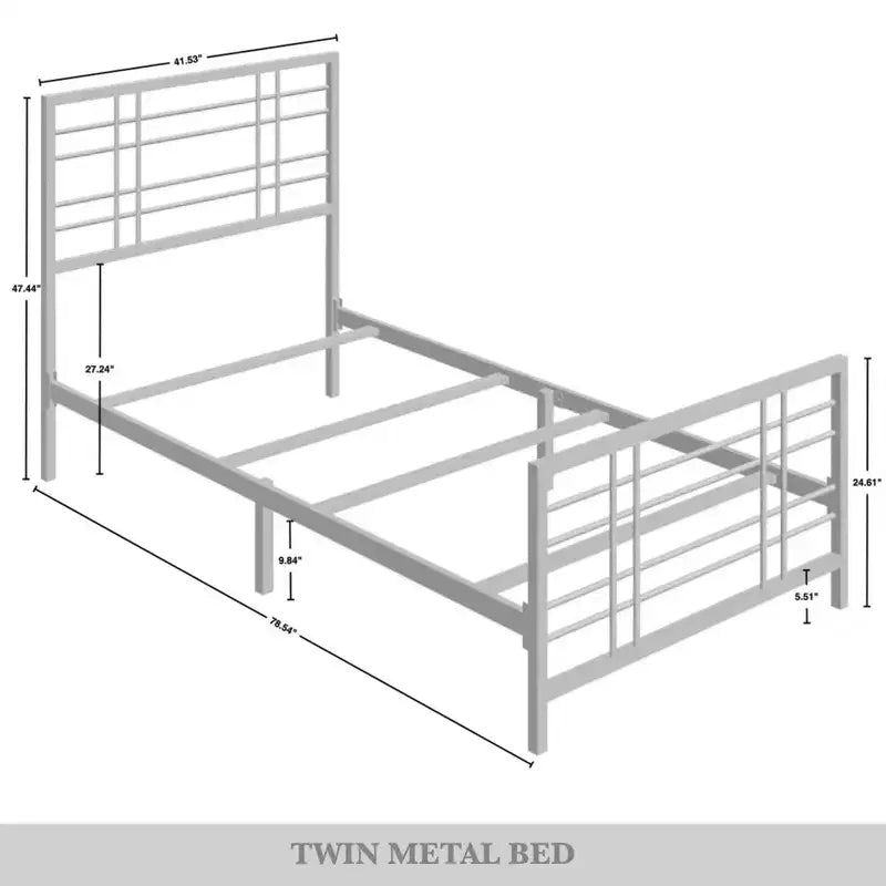 Metal Bed Frame with Headboard and Footboard