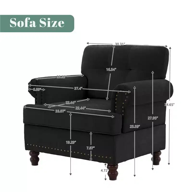 Chenille Upholstered Pull Point Accent Chair, Sofa Armrest Chair for Living Room, Bedroom, Office