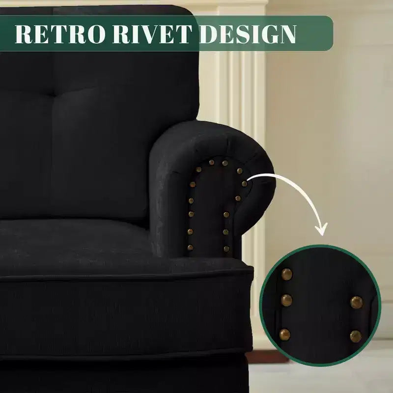 Chenille Upholstered Pull Point Accent Chair, Sofa Armrest Chair for Living Room, Bedroom, Office