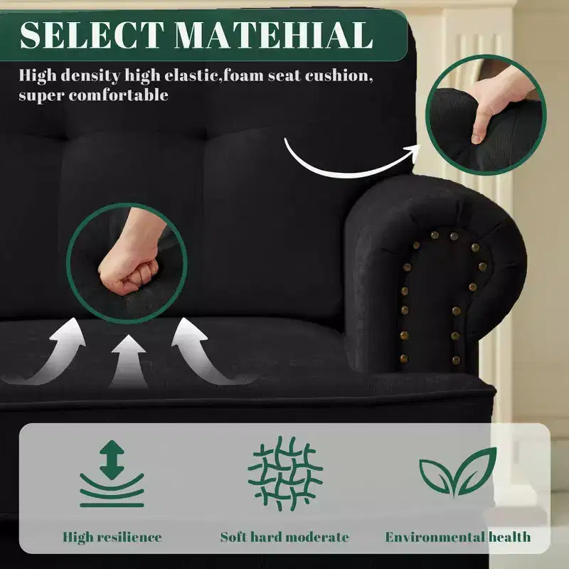 Chenille Upholstered Pull Point Accent Chair, Sofa Armrest Chair for Living Room, Bedroom, Office
