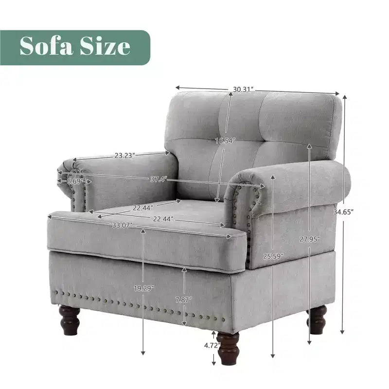 Chenille Upholstered Pull Point Accent Chair, Sofa Armrest Chair for Living Room, Bedroom, Office
