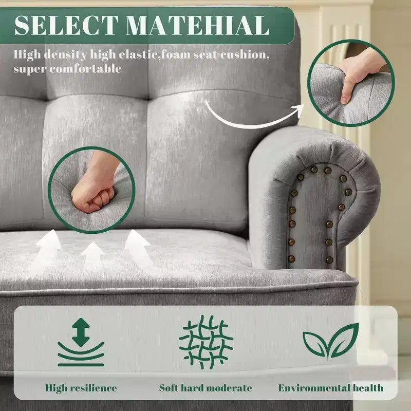 Chenille Upholstered Pull Point Accent Chair, Sofa Armrest Chair for Living Room, Bedroom, Office
