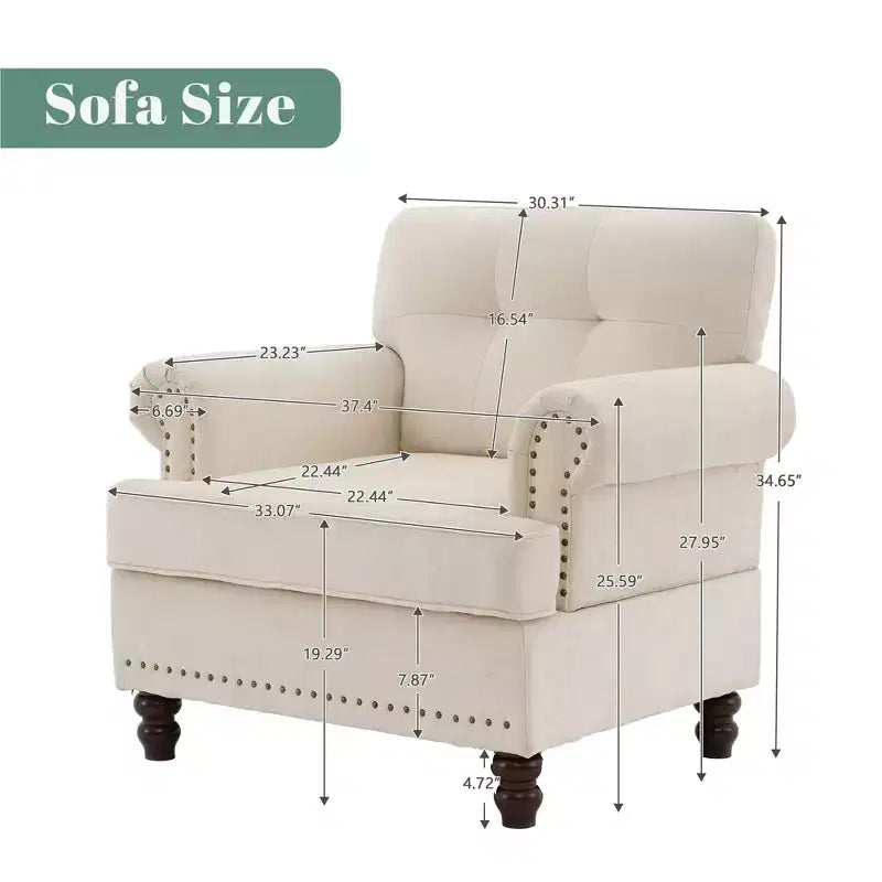 Chenille Upholstered Pull Point Accent Chair, Sofa Armrest Chair for Living Room, Bedroom, Office