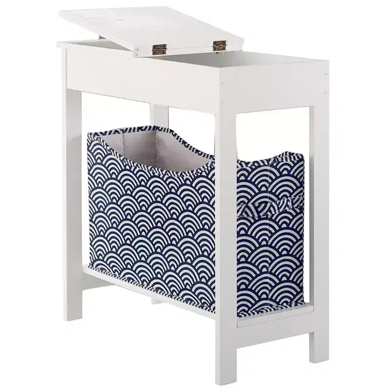 Side Table with Fashion Print Storage Bin - Wood with Fabric Basket