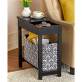 Side Table with Fashion Print Storage Bin - Wood with Fabric Basket