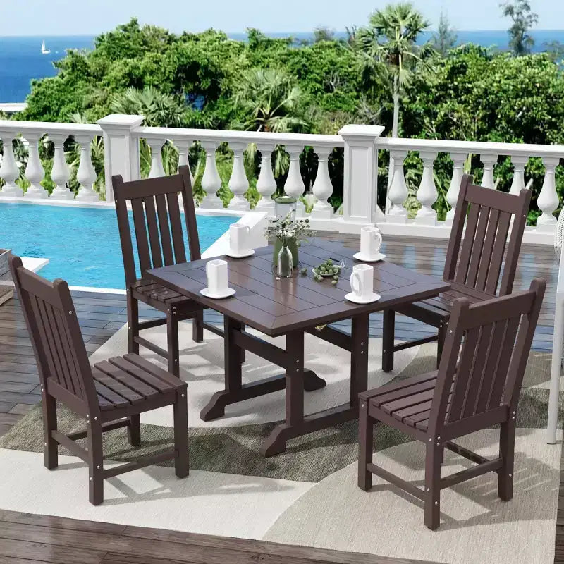 Conjunto de comedor exterior para patio de 5 piezas WestinTrends, mesa cuadrada y sillas para exteriores