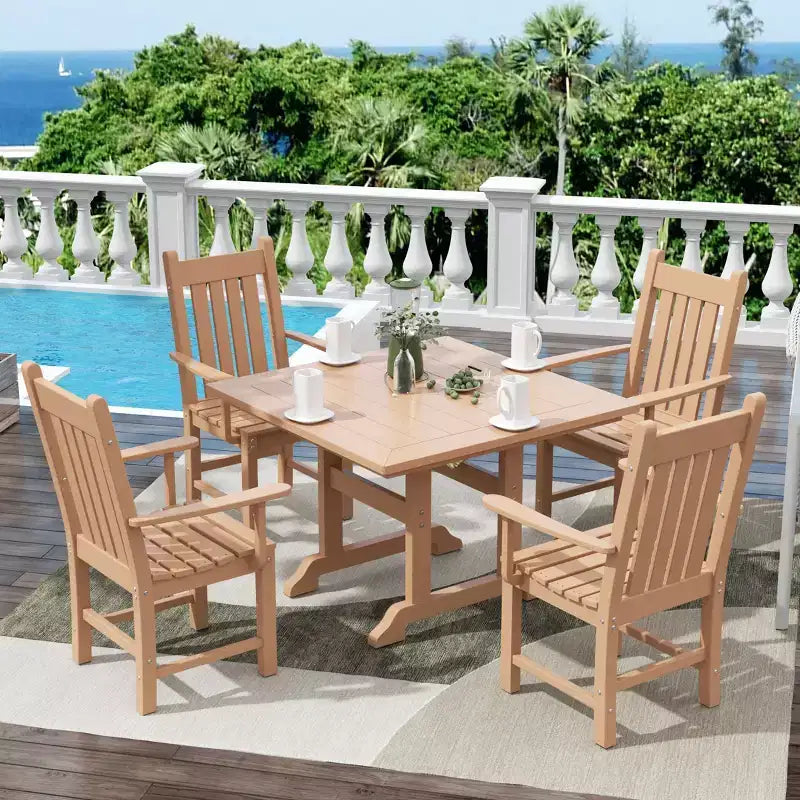 Conjunto de comedor para patio exterior WestinTrends de 5 piezas, con mesa cuadrada y sillones