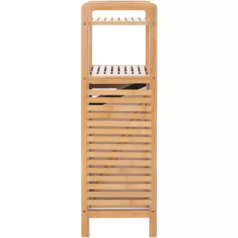 Bamboo Laundry Basket with Shelf - Natural/Beige