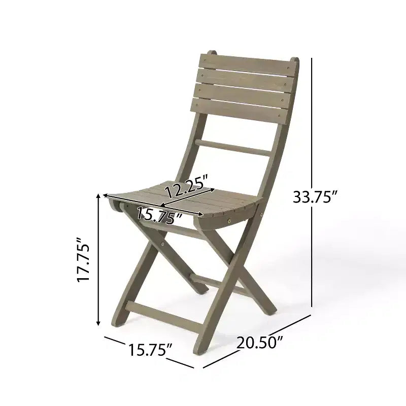 Juego de comedor plegable de 5 piezas para exteriores GDFStudio Rabion de madera de acacia, gris